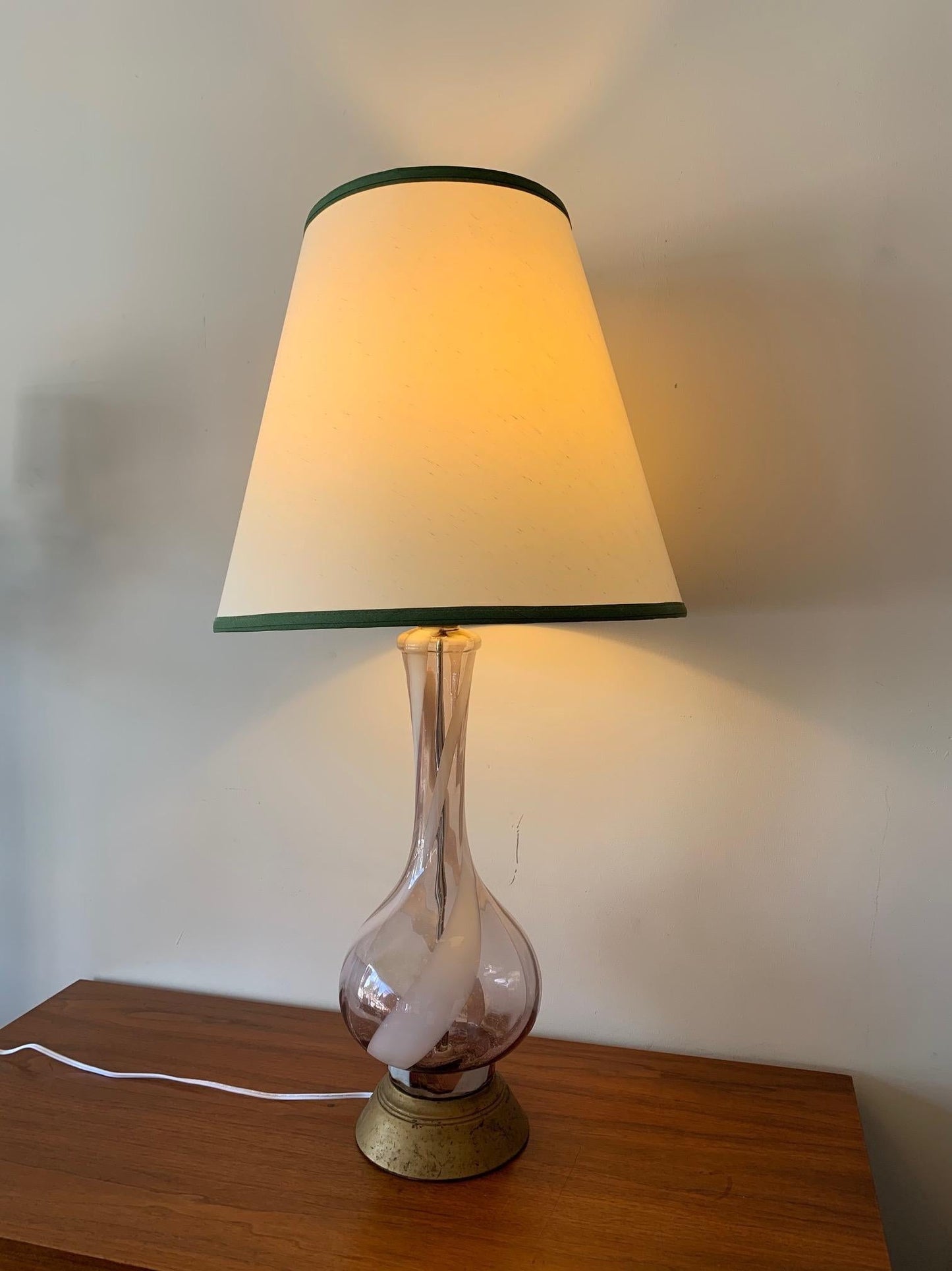Frisman Vintage Pair of Pink Murano Glass Lamps