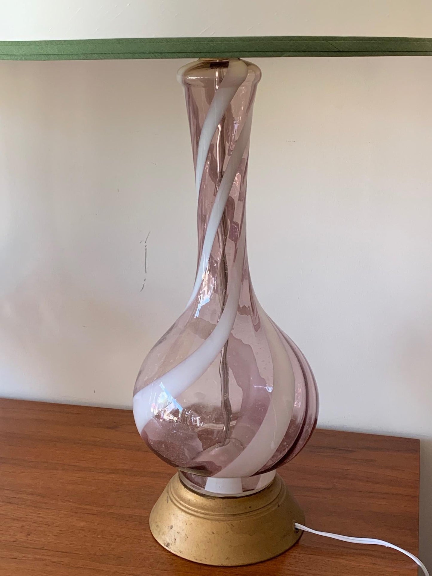 Frisman Vintage Pair of Pink Murano Glass Lamps