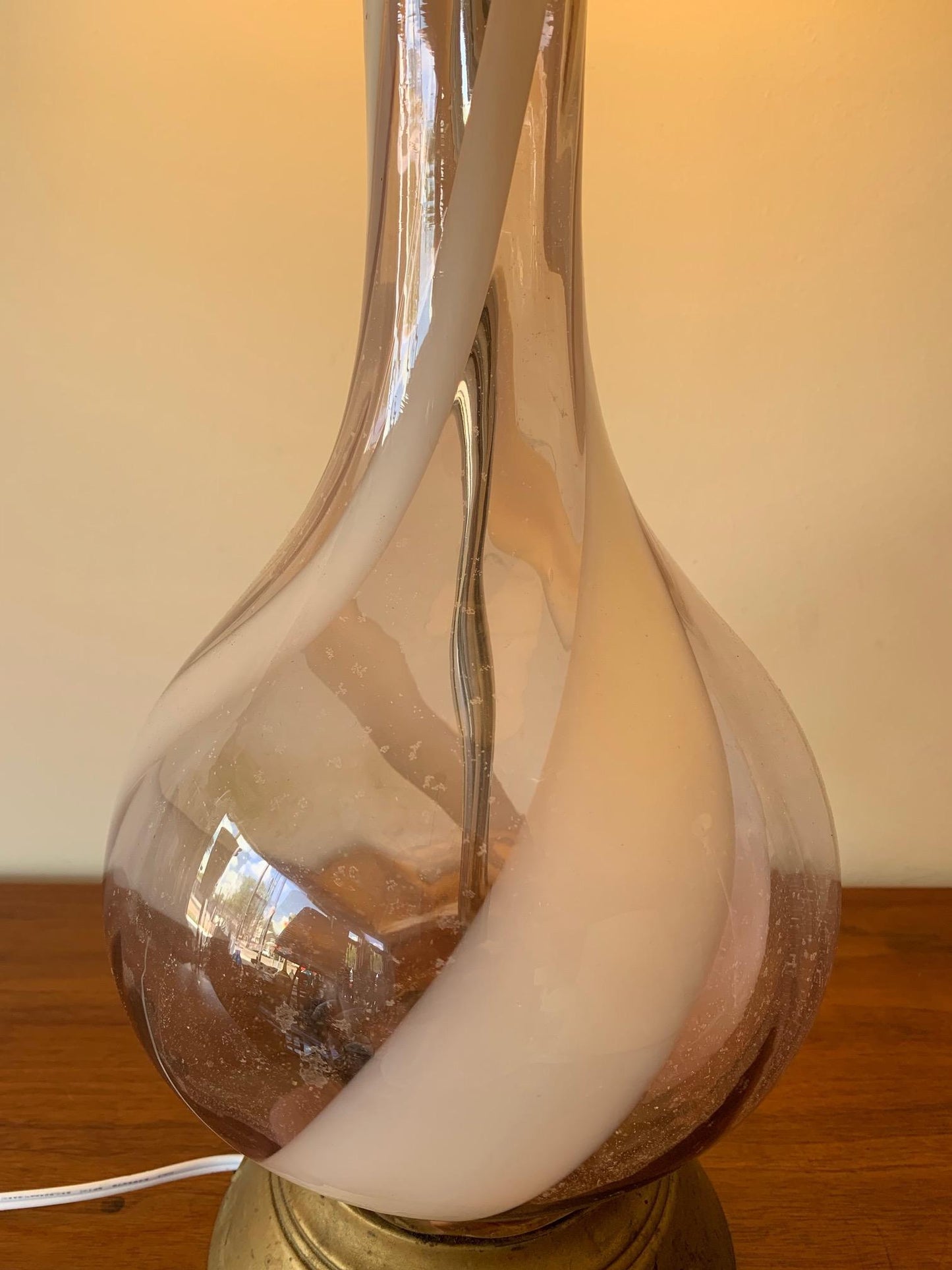 Frisman Vintage Pair of Pink Murano Glass Lamps