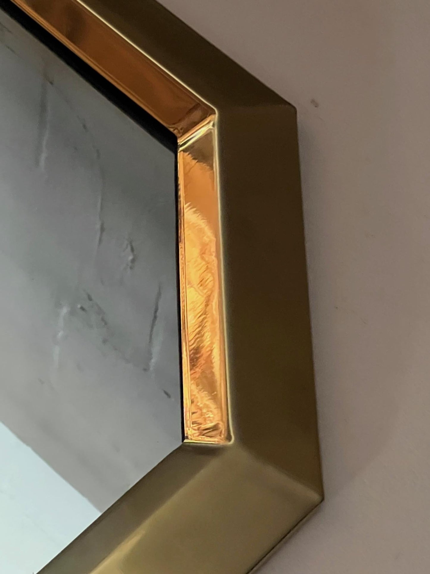 Frisman Vintage Unusual Polished Brass Octagon Mirror ca' 1970's