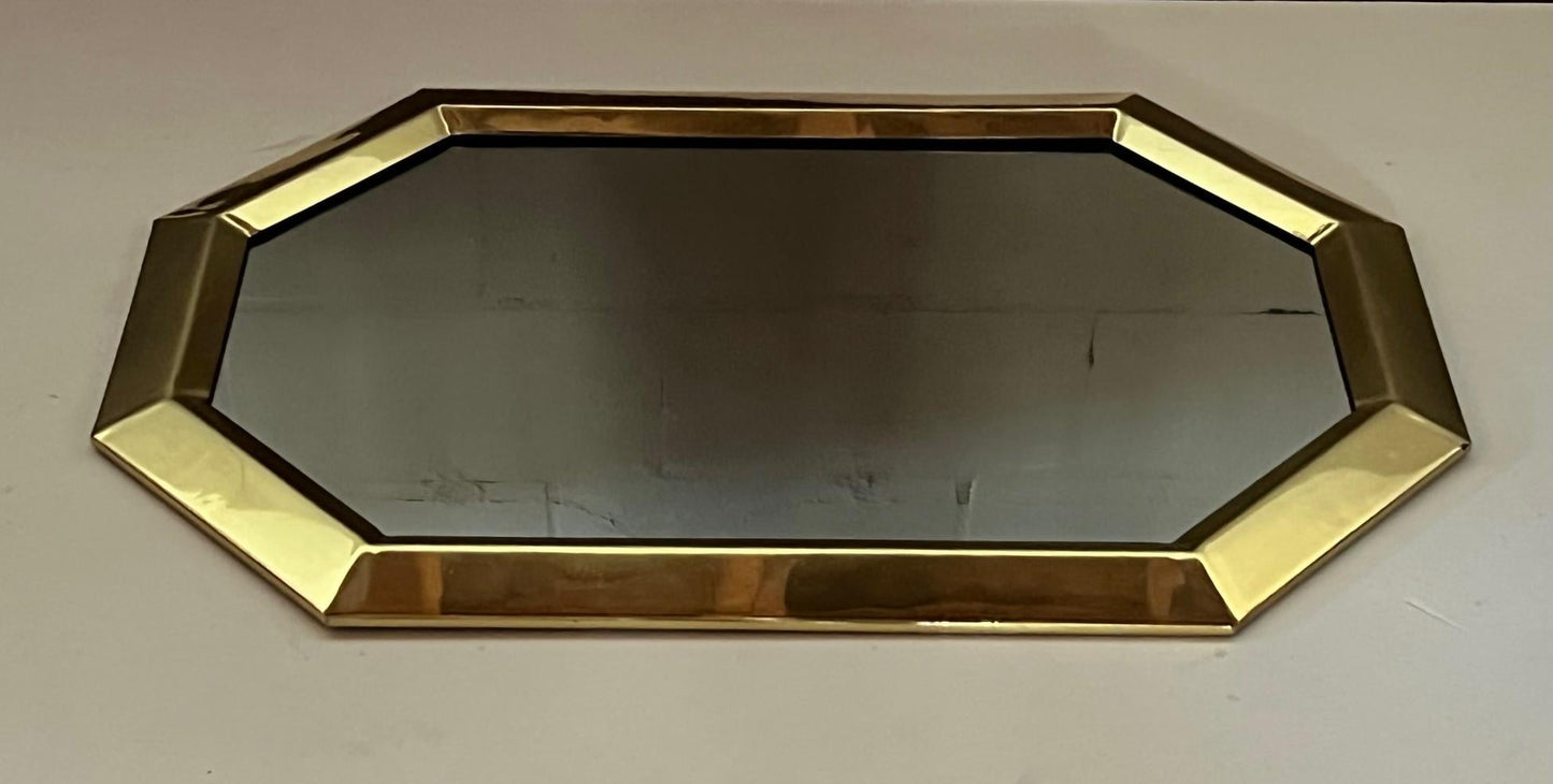 Frisman Vintage Unusual Polished Brass Octagon Mirror ca' 1970's
