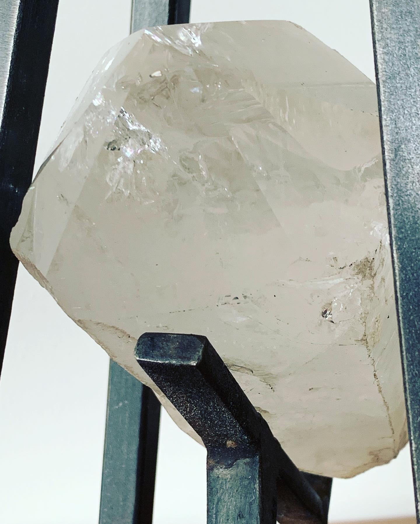 Frisman Vintage Custom Steel and Rock Crystal Table Lamp