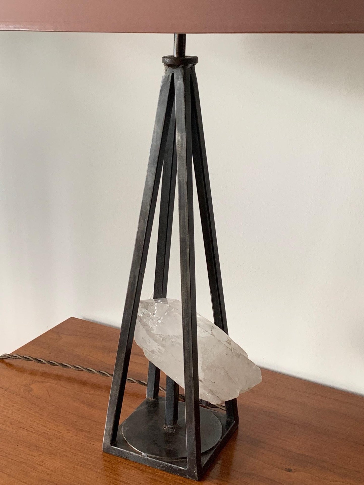 Frisman Vintage Custom Steel and Rock Crystal Table Lamp