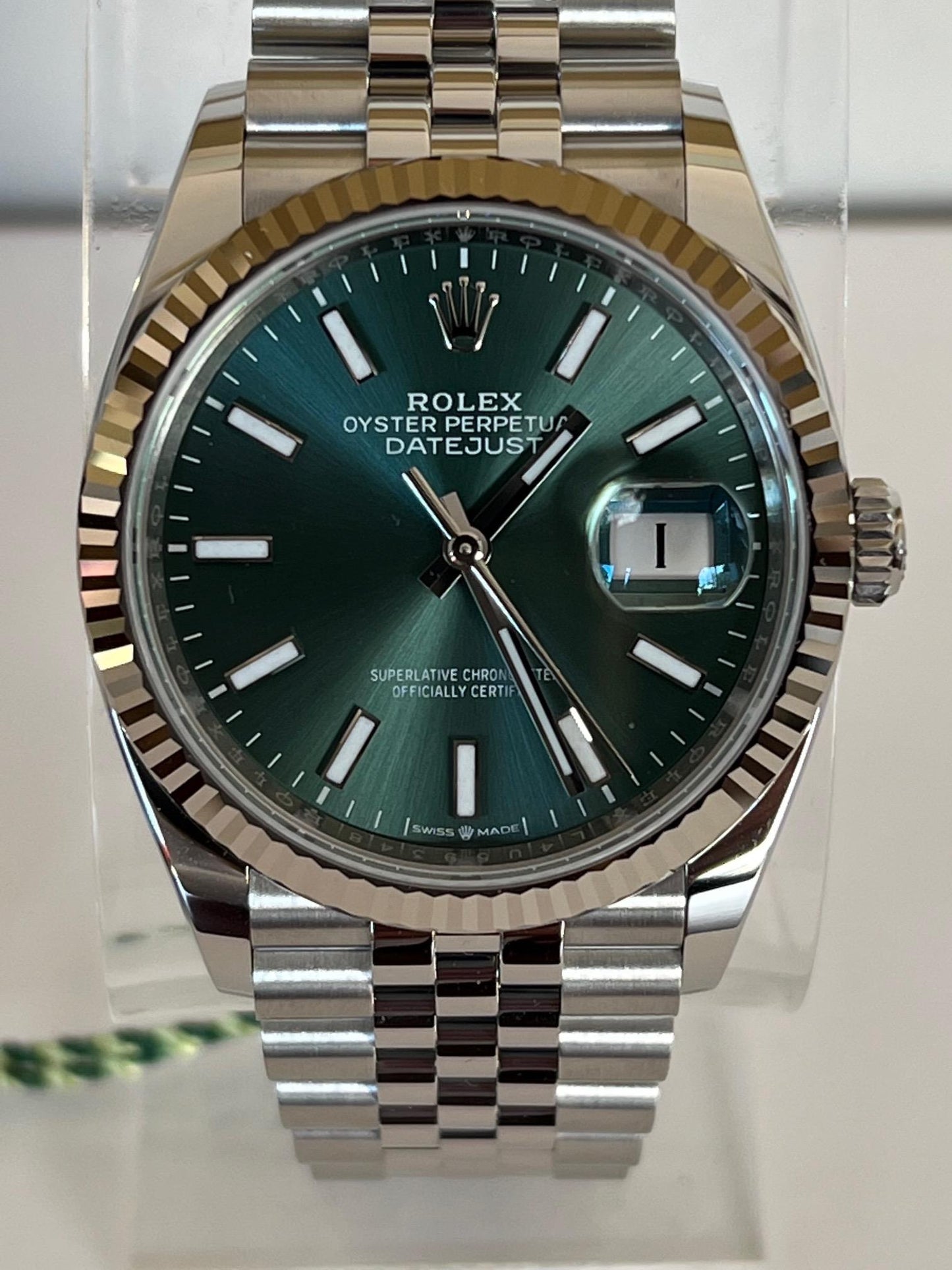 Frisman Vintage 2022 New Rolex Datejust Steel Mint Green Dial Jubilee Bracelet Ref 126234 36mm