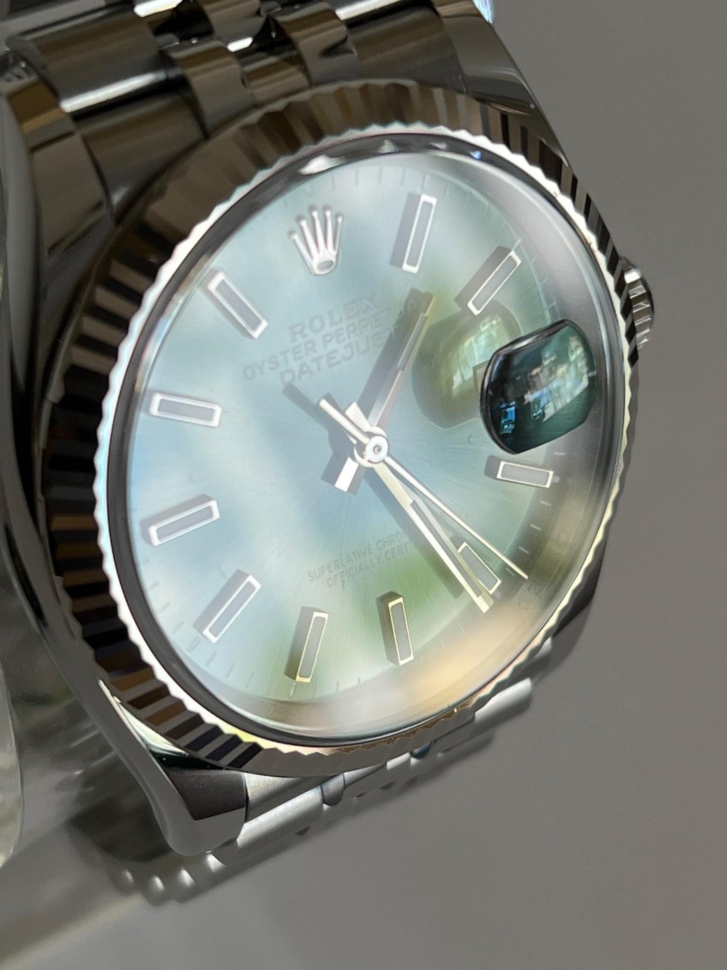 Frisman Vintage 2022 New Rolex Datejust Steel Mint Green Dial Jubilee Bracelet Ref 126234 36mm