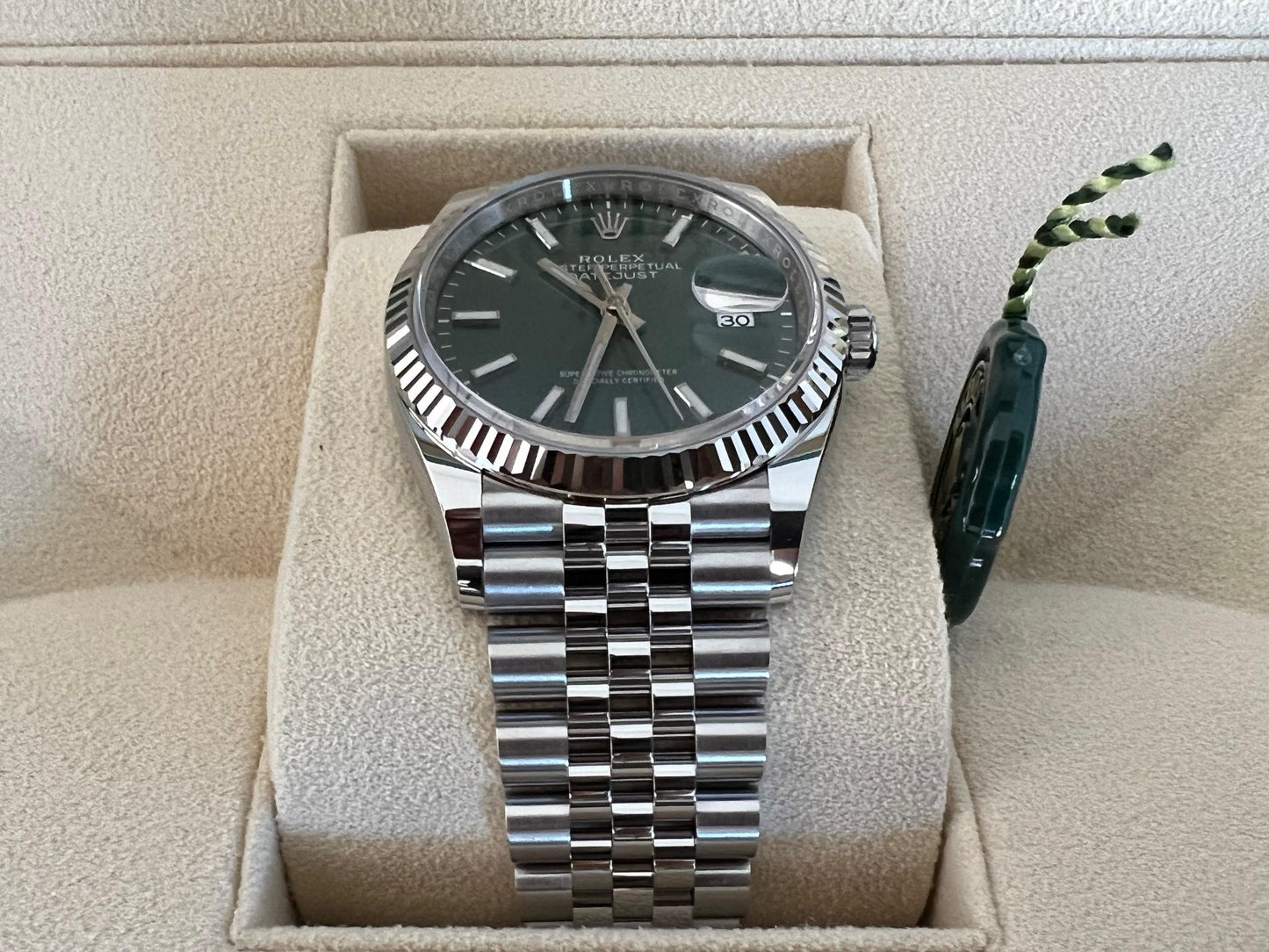 Frisman Vintage 2022 New Rolex Datejust Steel Mint Green Dial Jubilee Bracelet Ref 126234 36mm