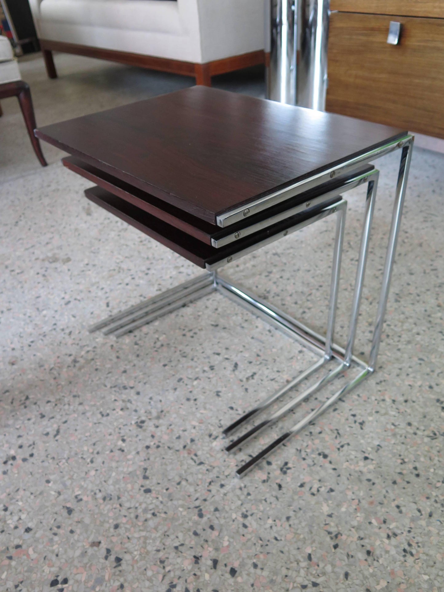 Frisman Vintage Set of Rosewood Nesting Tables