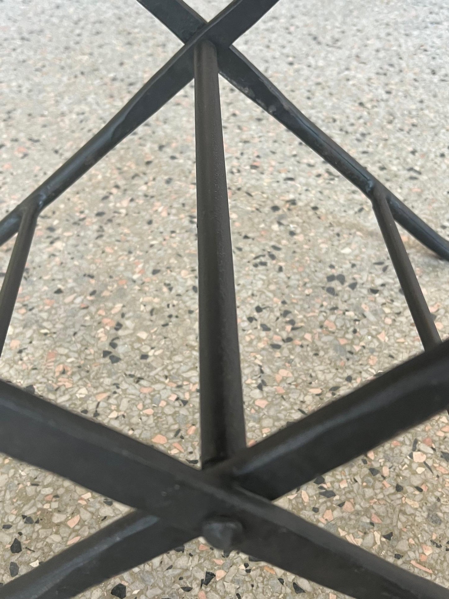 Frisman Vintage William Sheppee Folding Iron and Leather Stool