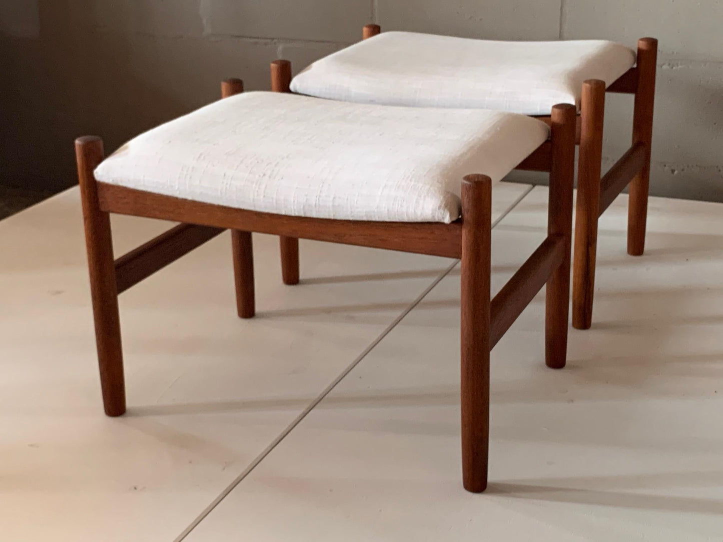 Frisman Vintage Pair of Danish Modern Ottomans by Spottrup