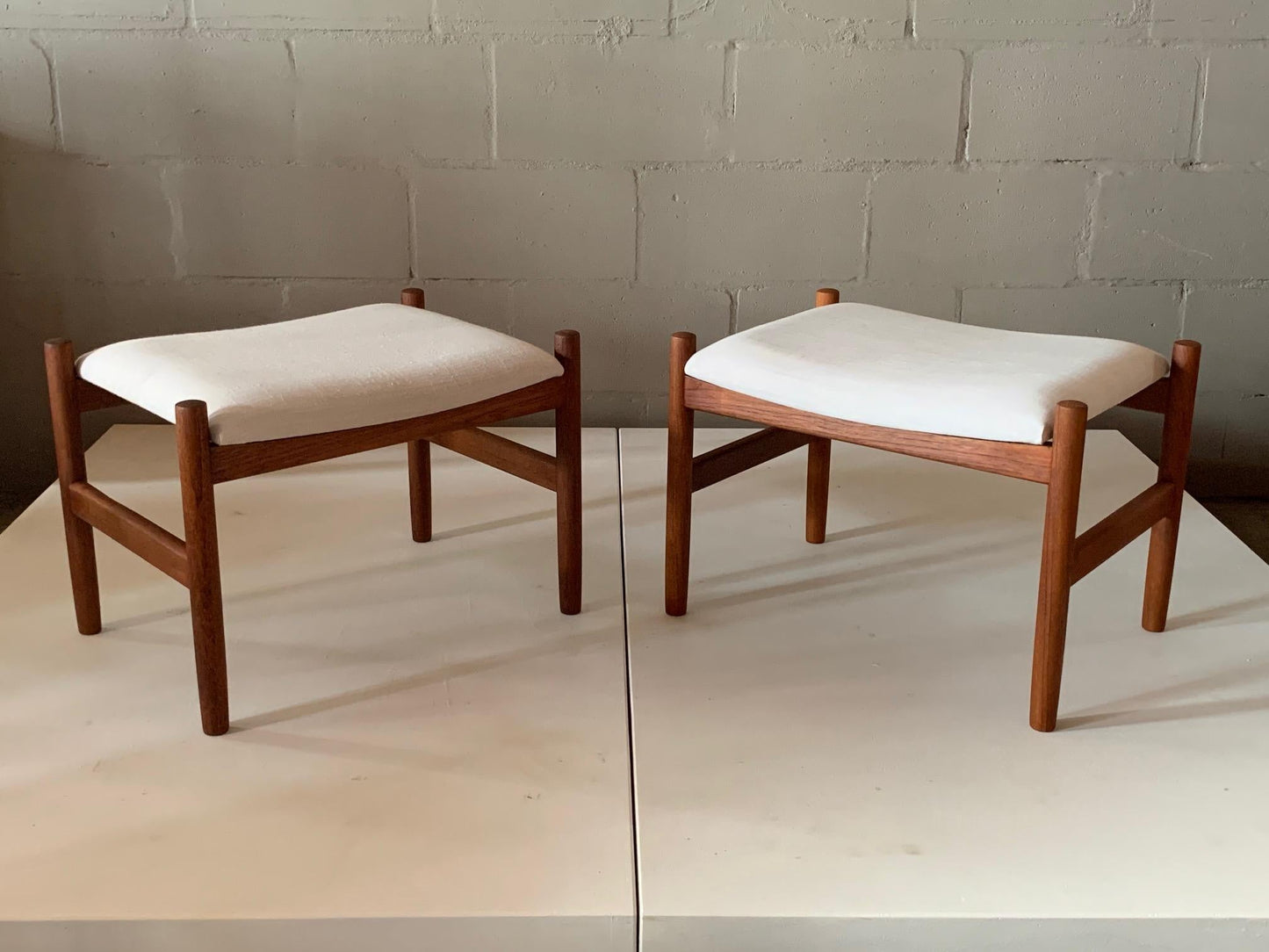 Frisman Vintage Pair of Danish Modern Ottomans by Spottrup