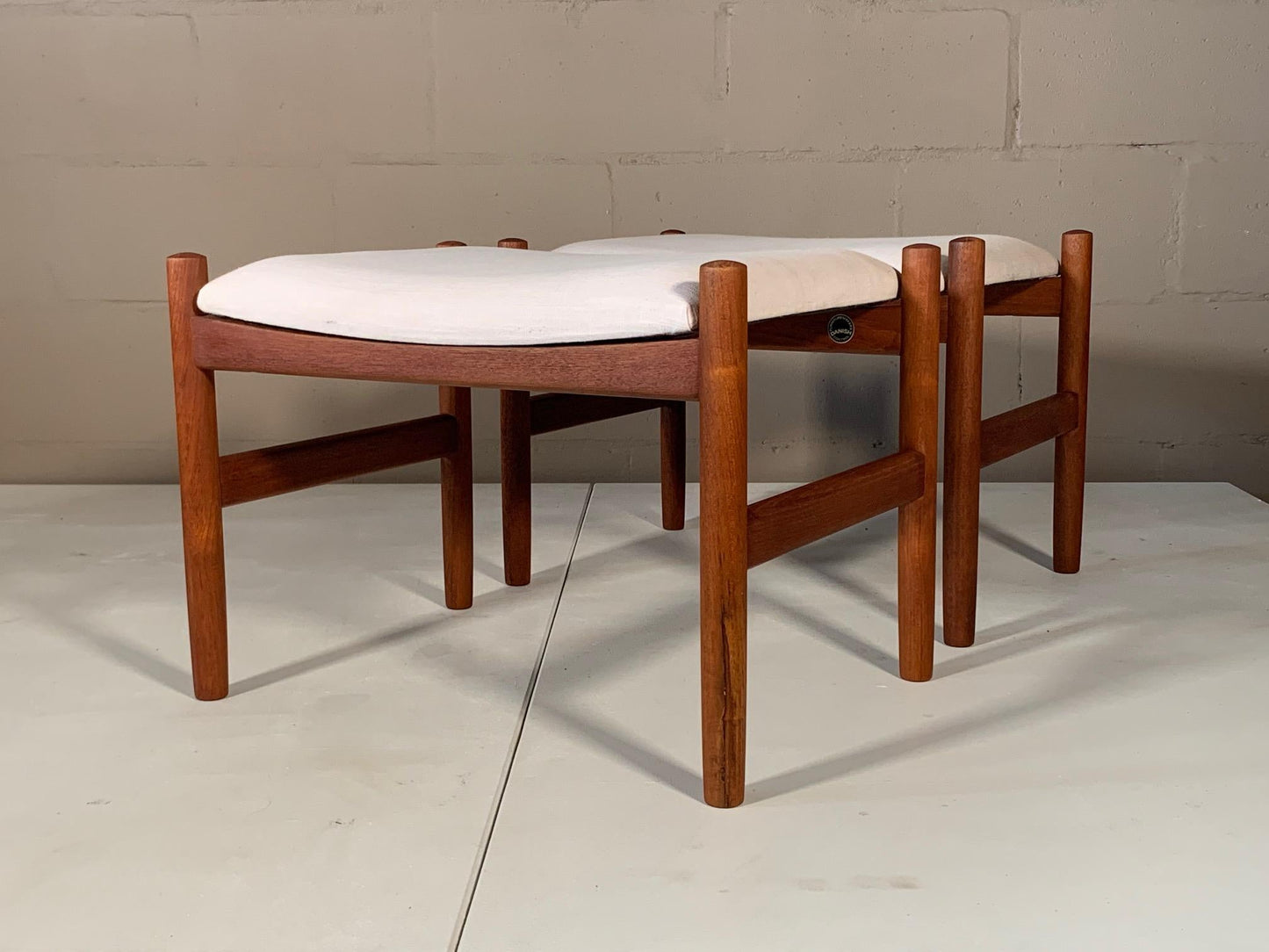 Frisman Vintage Pair of Danish Modern Ottomans by Spottrup