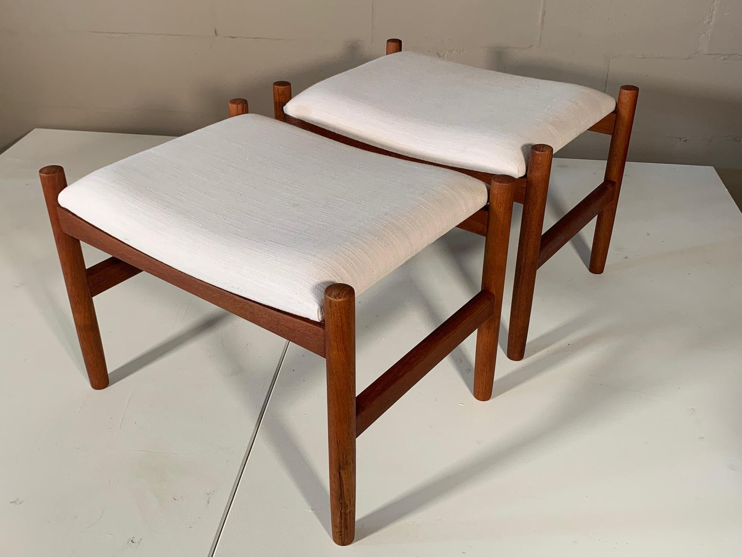 Frisman Vintage Pair of Danish Modern Ottomans by Spottrup