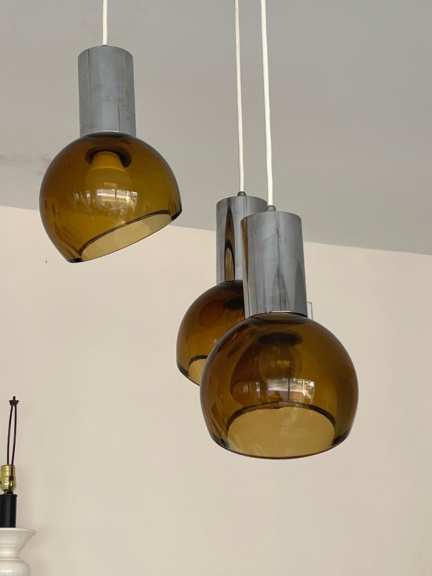 Frisman Vintage Seguso Chandelier Amber Colored Glass