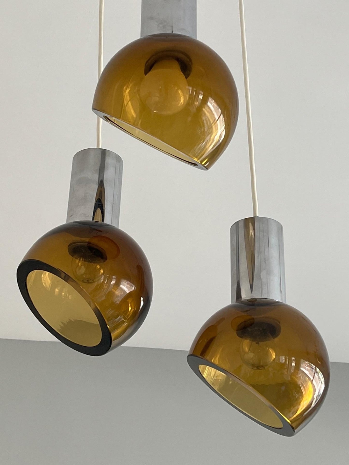 Frisman Vintage Seguso Chandelier Amber Colored Glass