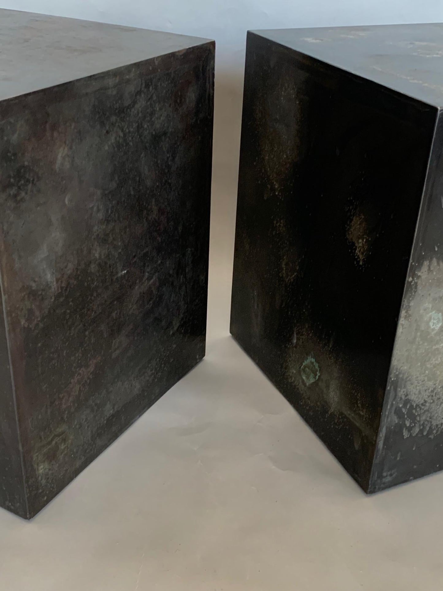 Frisman Vintage A Pair of Patinated Steel Cubes
