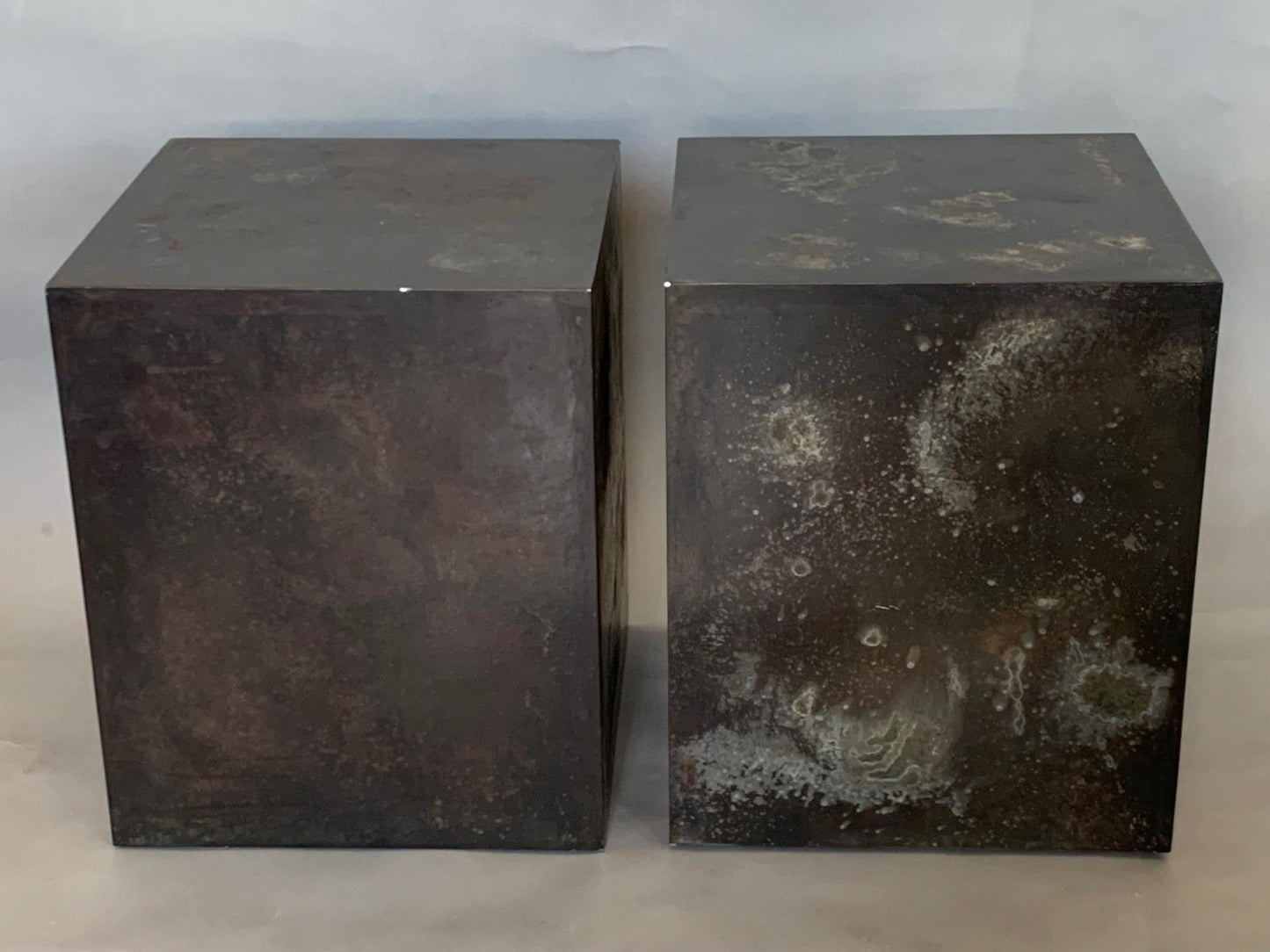 Frisman Vintage A Pair of Patinated Steel Cubes