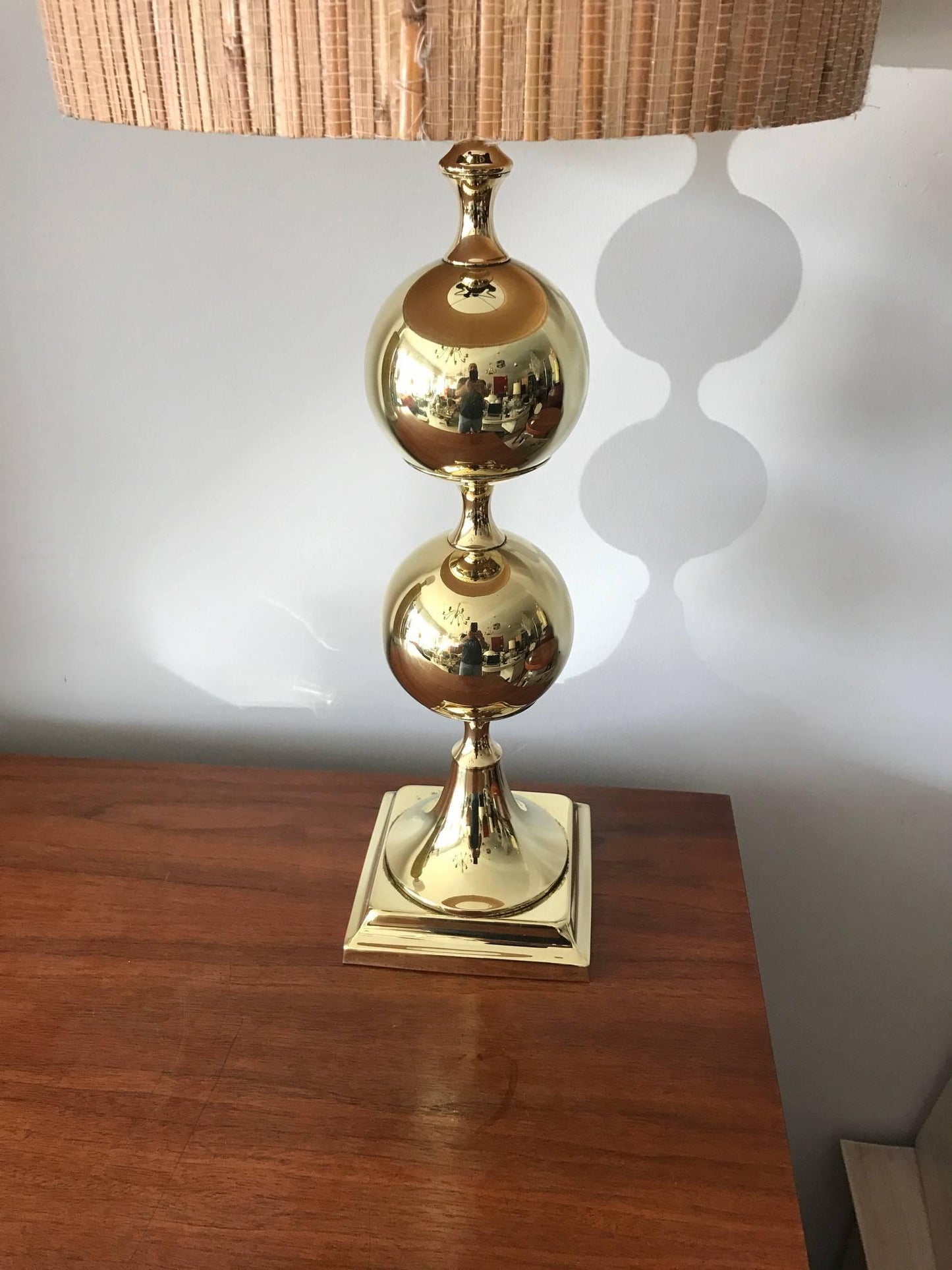 Frisman Vintage Unusual Polished Brass Lamp by Tower Craftsman