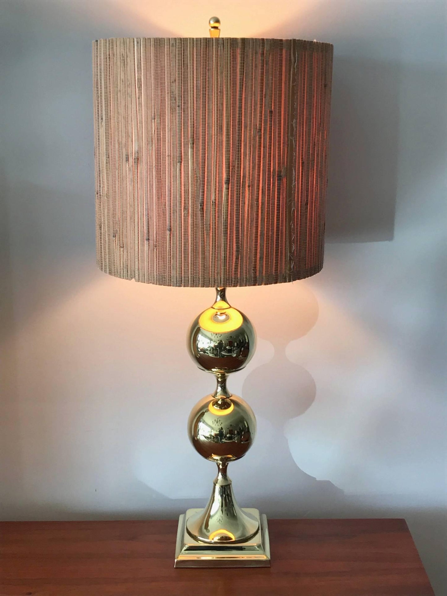 Frisman Vintage Unusual Polished Brass Lamp by Tower Craftsman