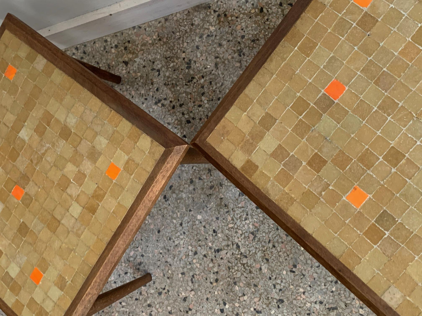 Frisman Vintage Pair of Murano Tile Side Tables