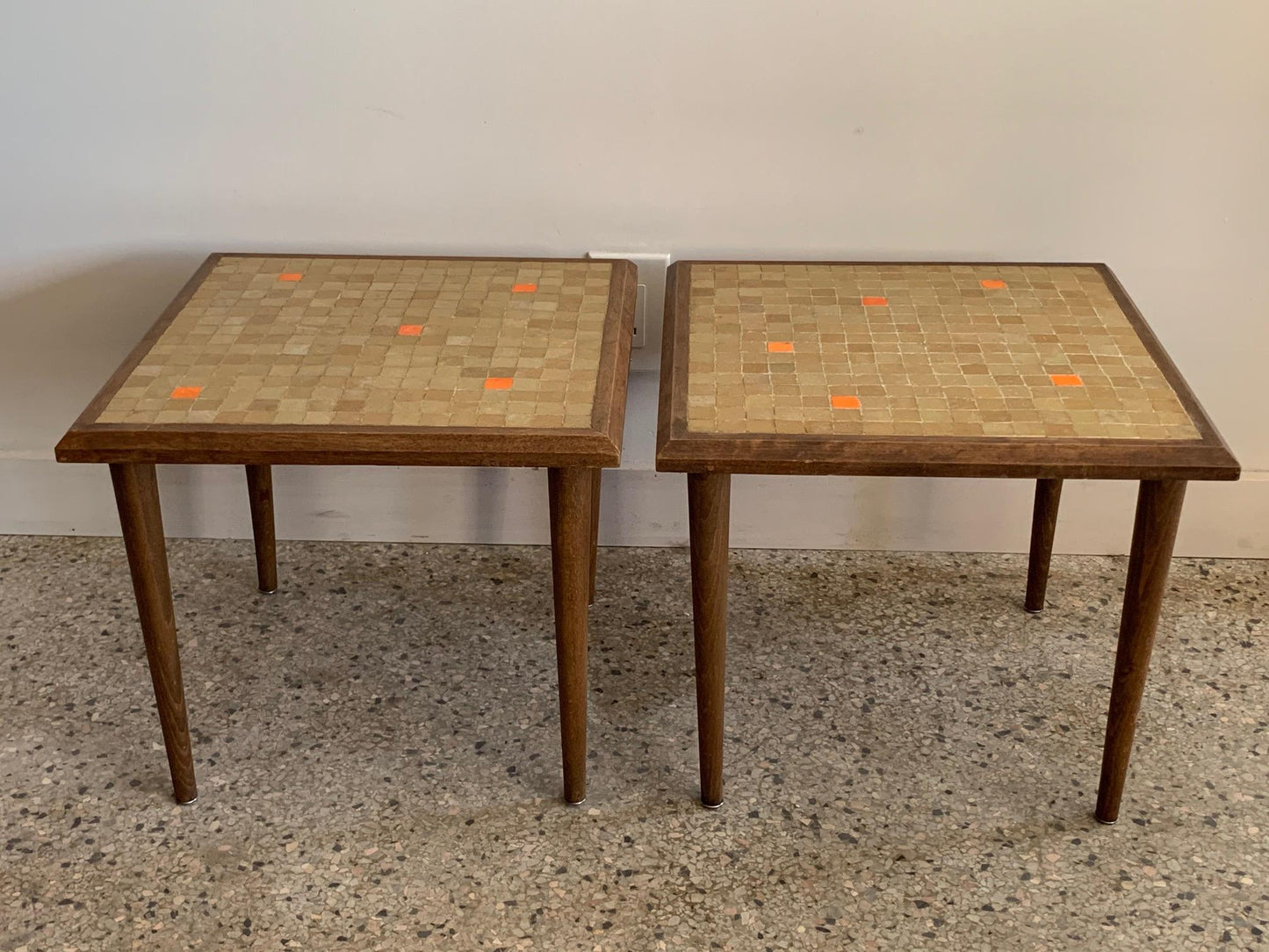Frisman Vintage Pair of Murano Tile Side Tables