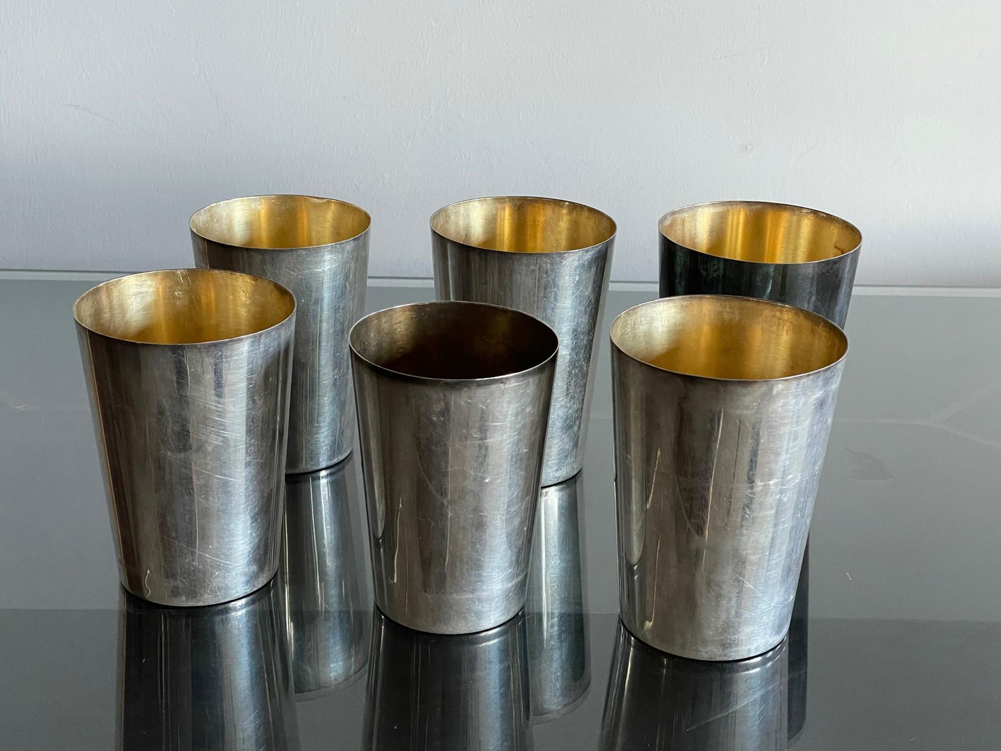 Frisman Vintage Set of Six Silverplate Tumblers Davis London