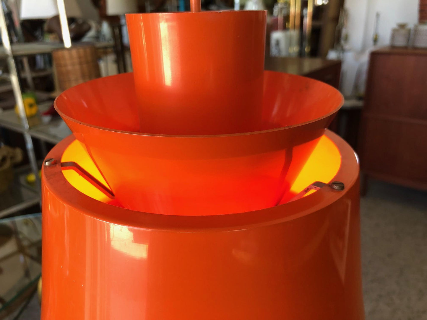 Frisman Vintage Unusual Mid Century Orange Pendant P254 by Jørn Utzon for Nordisk Solar Co