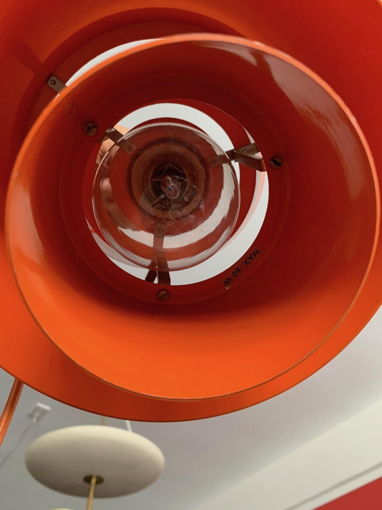 Frisman Vintage Unusual Mid Century Orange Pendant P254 by Jørn Utzon for Nordisk Solar Co