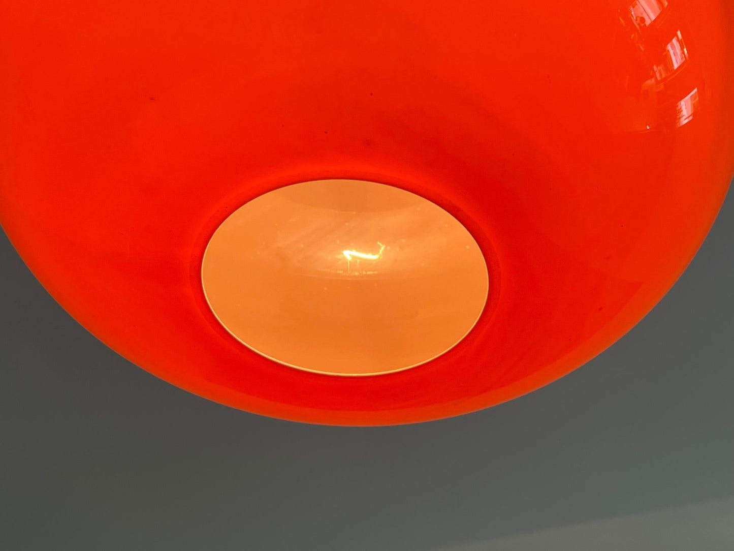 Frisman Vintage Venini Murano Orange Cased Glass Pendant 1950's