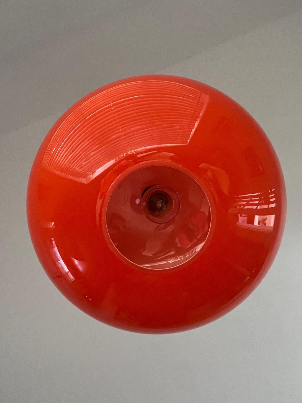 Frisman Vintage Venini Murano Orange Cased Glass Pendant 1950's