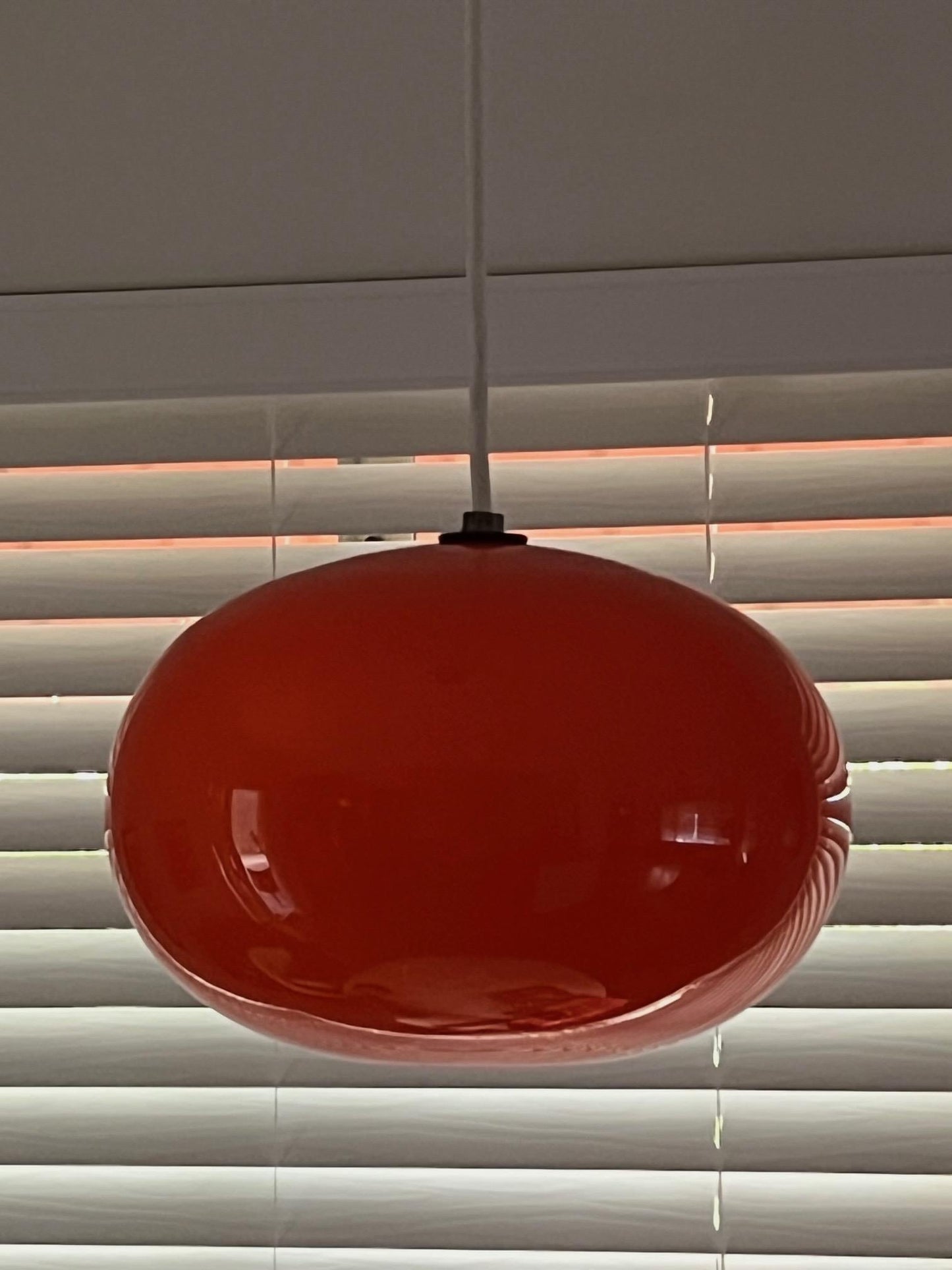 Frisman Vintage Venini Murano Orange Cased Glass Pendant 1950's