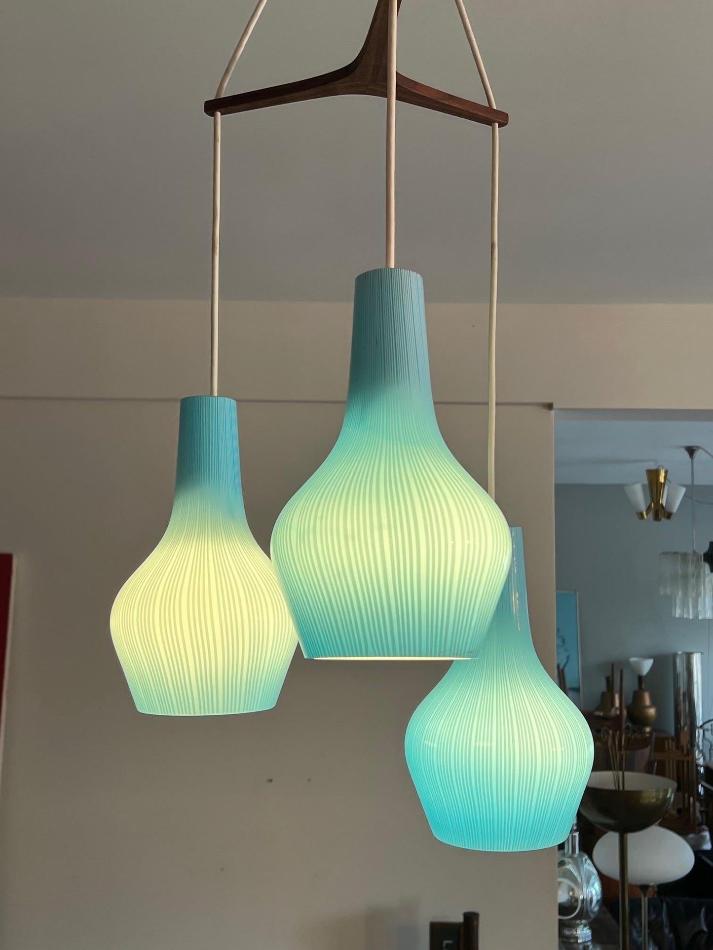 Frisman Vintage Venini Blue Glass Chandelier