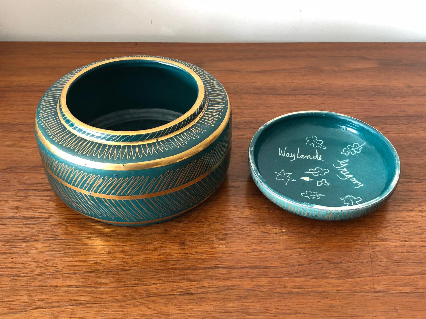 Frisman Vintage Waylande Gregory Ceramic Jar with Sgraffito Decoration