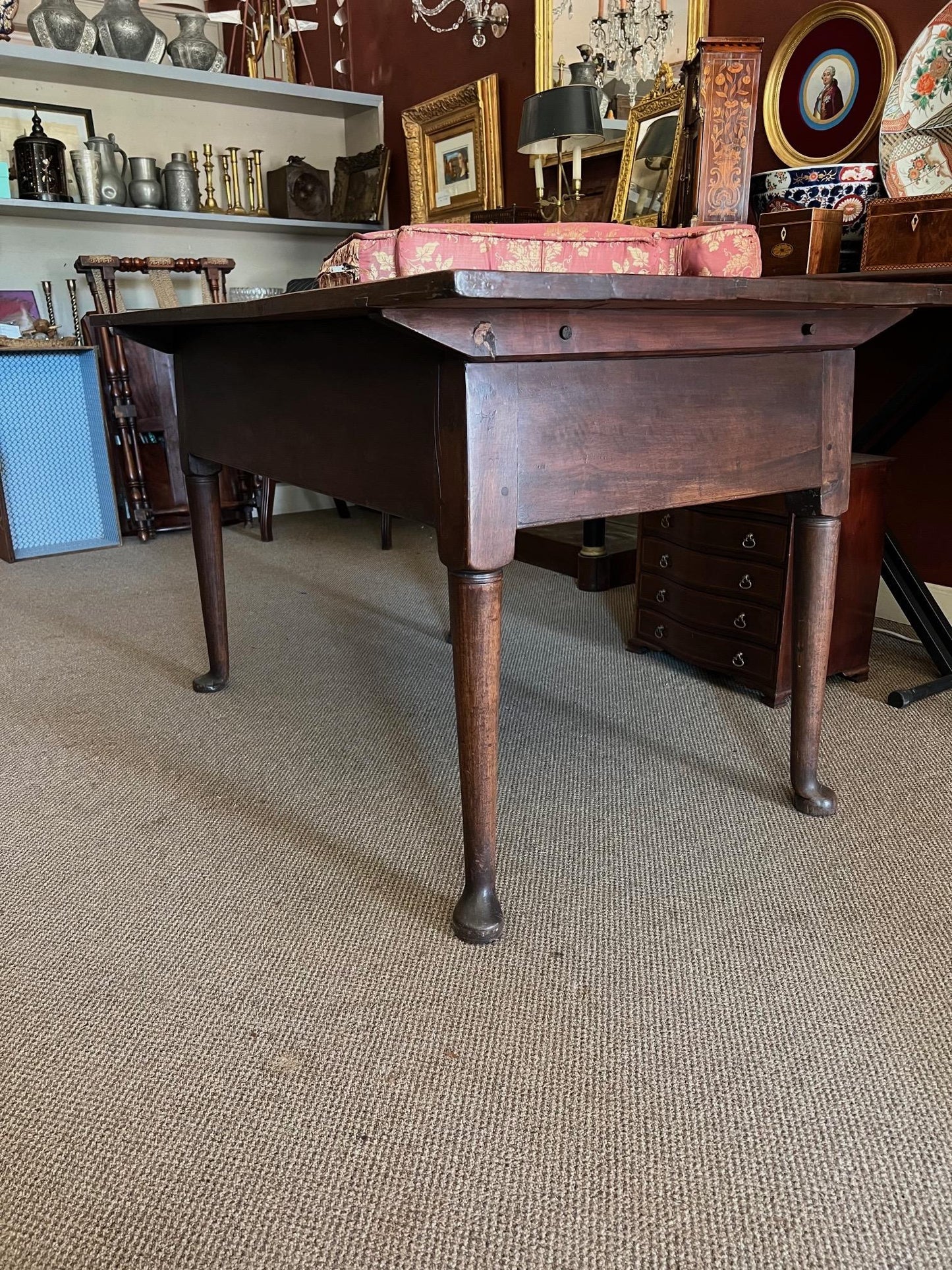 Frisman Vintage Pennsylvania Dutch Pin Top Work Table 18th Century