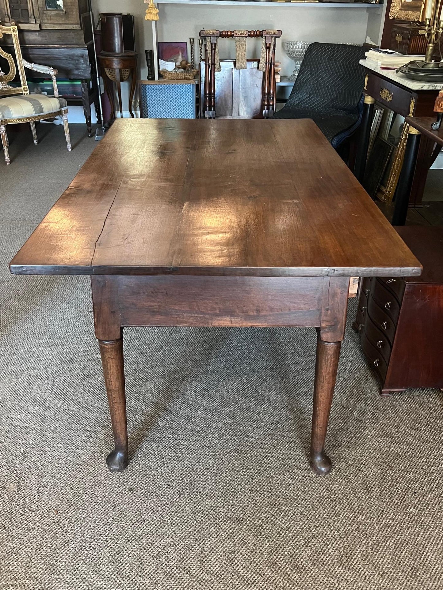 Frisman Vintage Pennsylvania Dutch Pin Top Work Table 18th Century