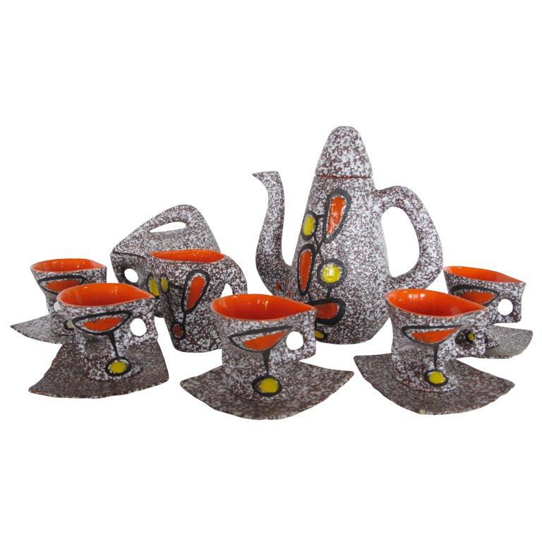 Frisman Vintage Coffee/Tea Set Vallauris France 1950's Le Vaucour
