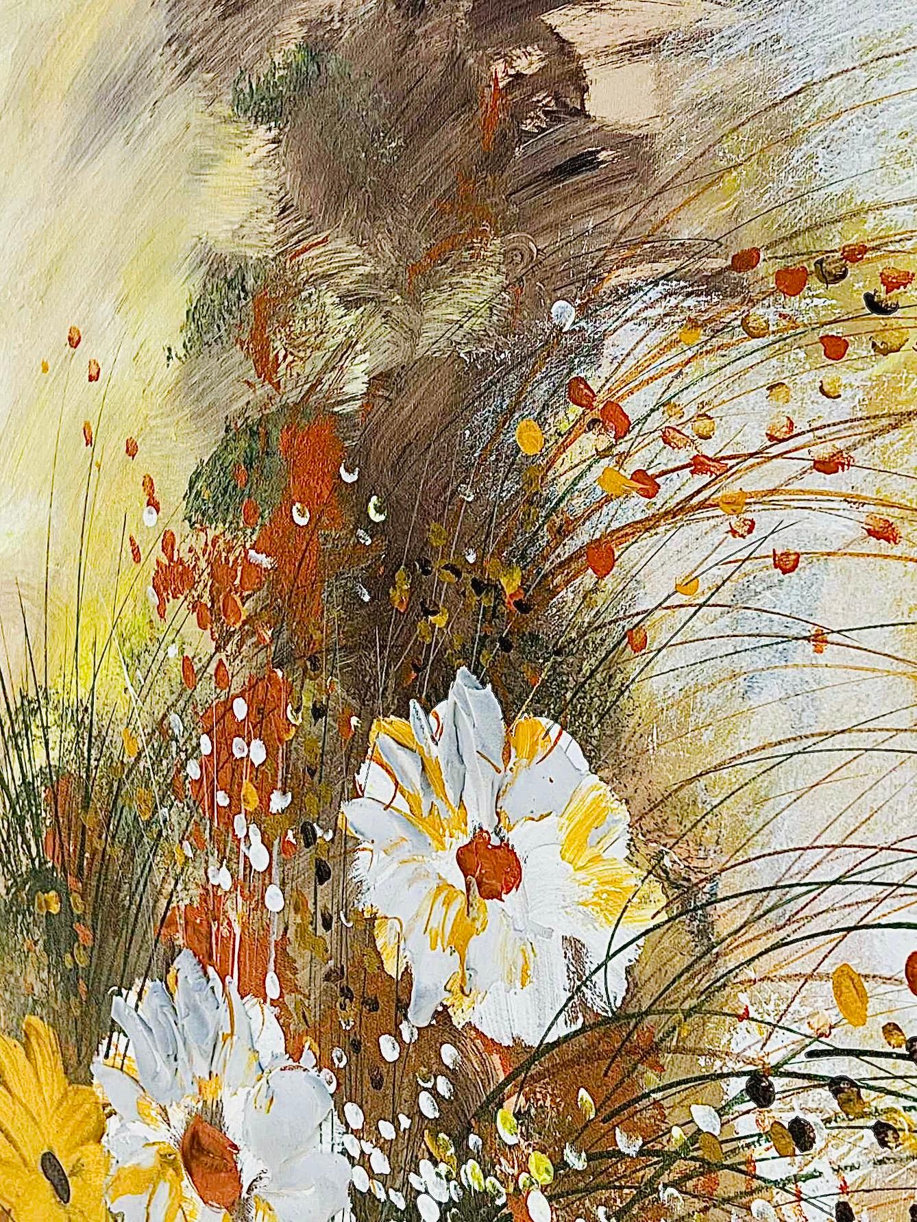 Frisman Vintage 60s Lee Reynolds Vintage Mid Century Modern Abstract Floral Oil Painting Framed