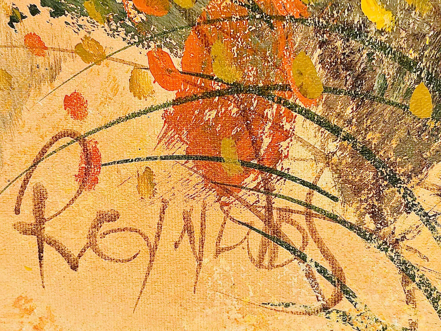 Frisman Vintage 60s Lee Reynolds Vintage Mid Century Modern Abstract Floral Oil Painting Framed