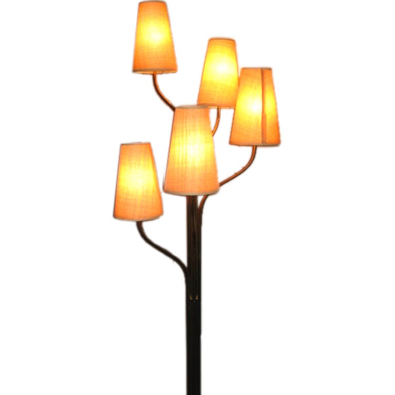 Frisman Vintage A Five Arm Tree Form Brass Floorlamp