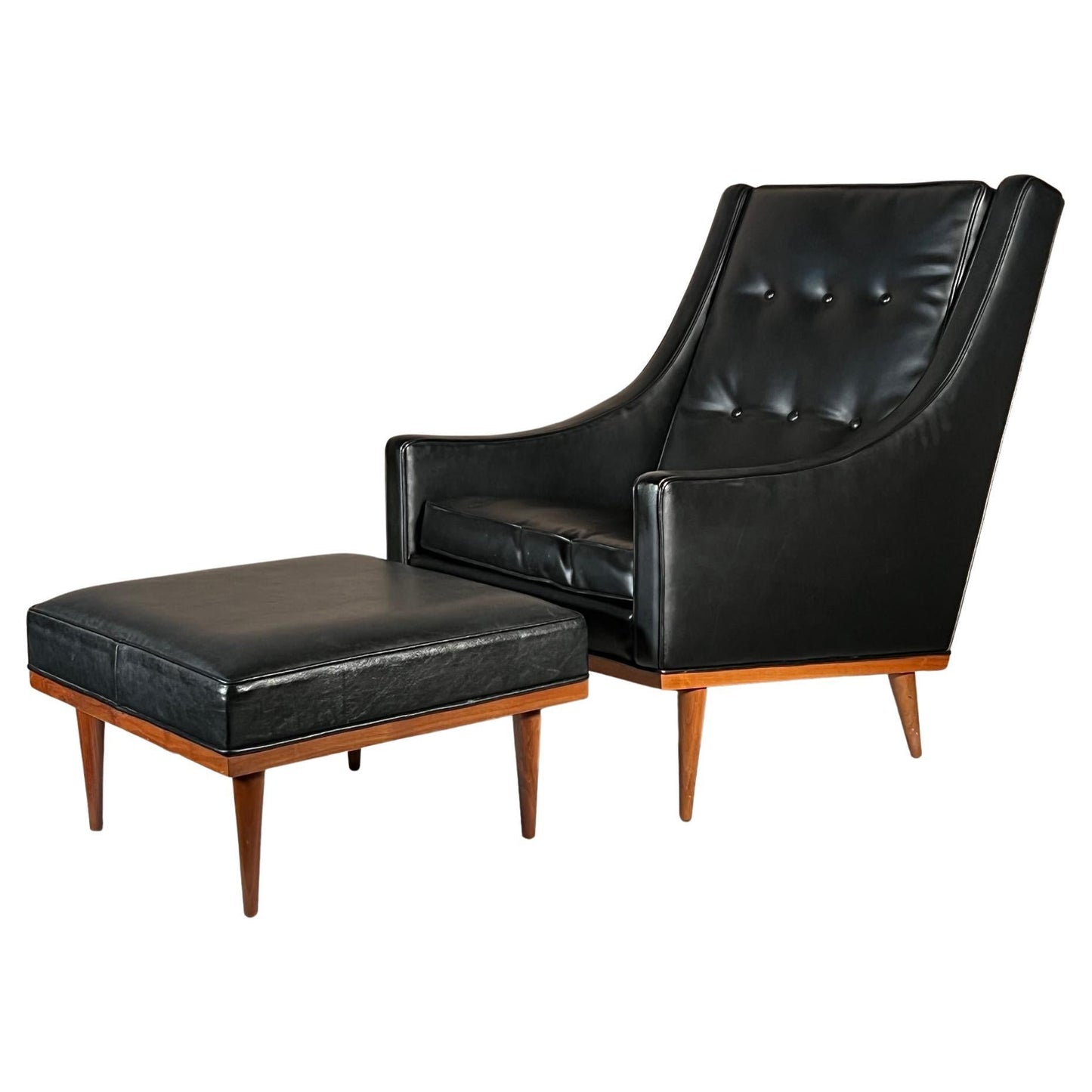 Frisman Vintage Milo Baughman High Back Chair with Ottoman