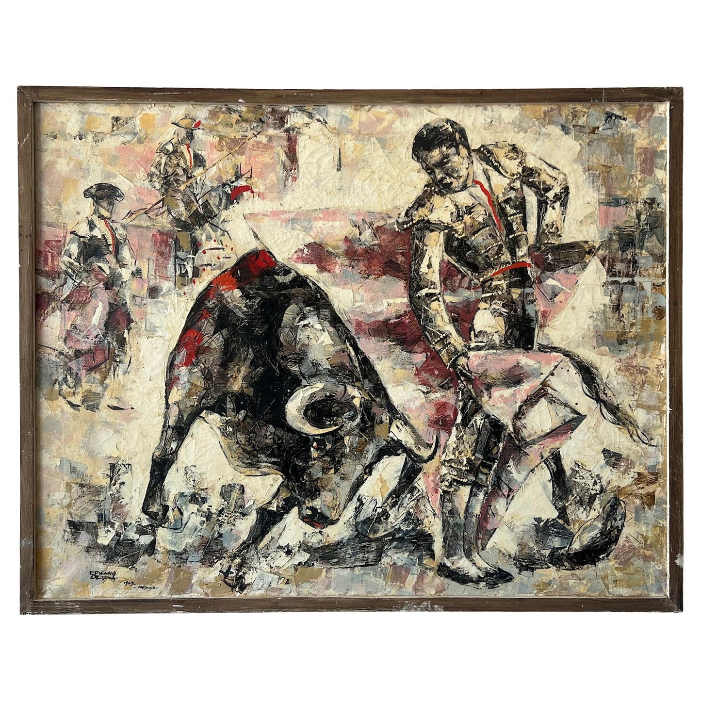 Frisman Vintage Epifanio Ortega Mid Century Bullfight Painting 1969