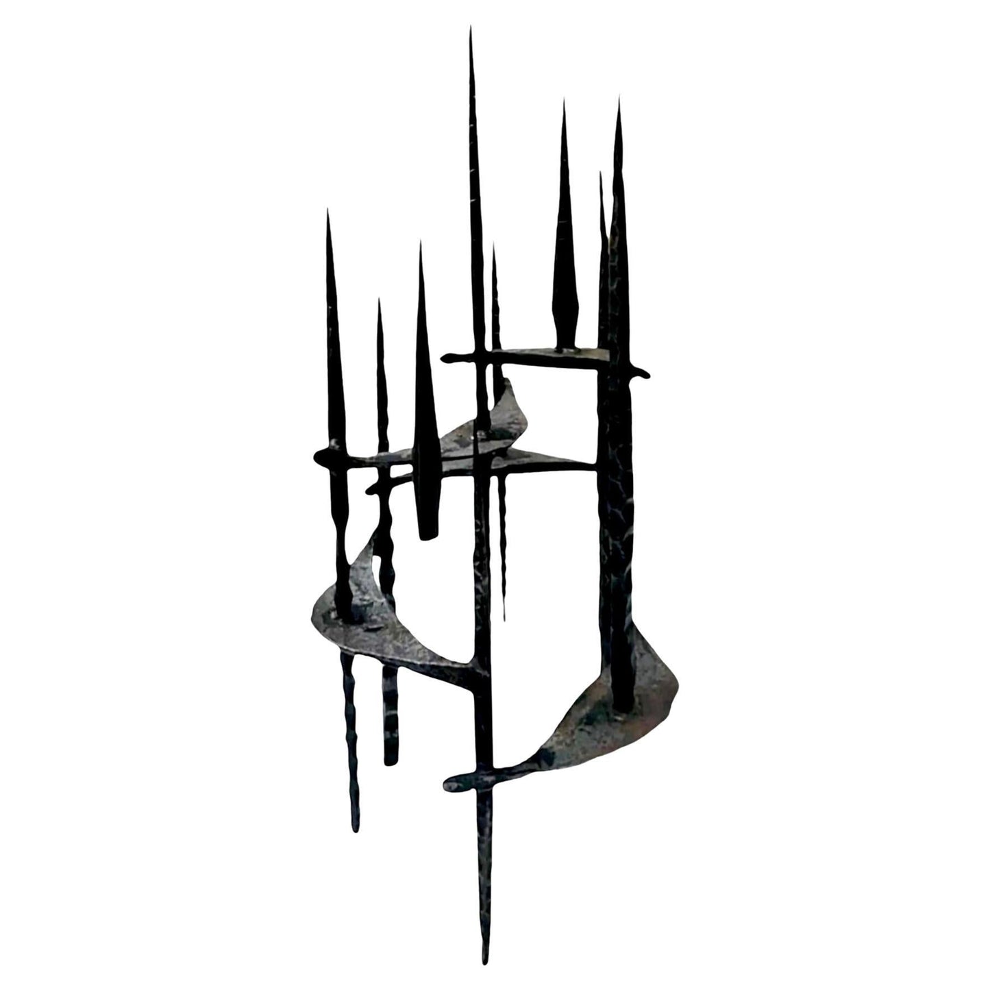 Frisman Vintage David Palumbo Huge Iconic Mid Century Modern Brutalist Hand Forged Iron Menorah