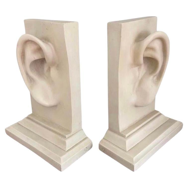 Frisman Vintage Vintage Pr Pop Art Large Faux Marble Modern Ear Lobe Heavy Sculptural Bookends