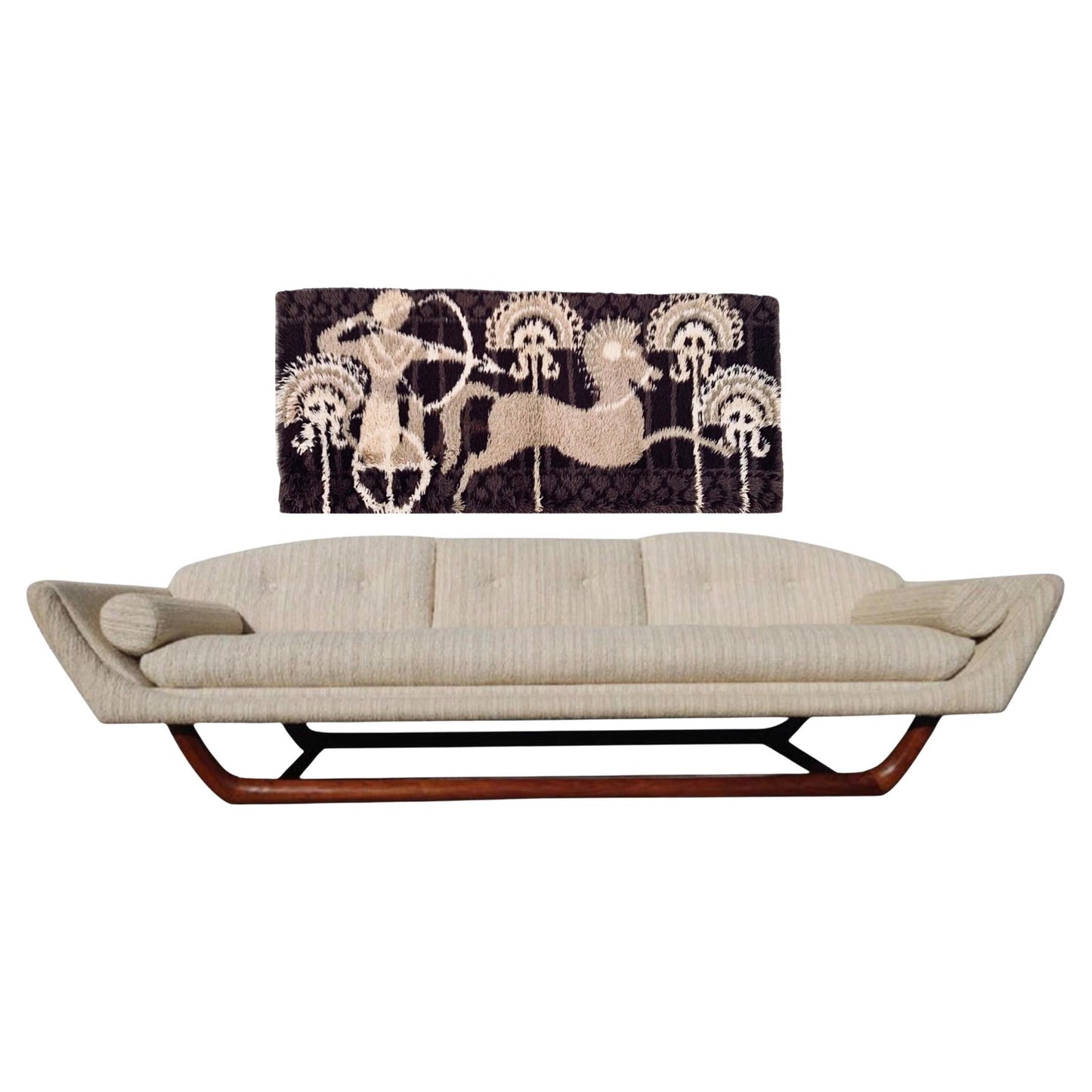 Frisman Vintage Rare Mid Century Danish Modern Ege Taepper Rya Rug Wall Tapestry Hanging Art Den