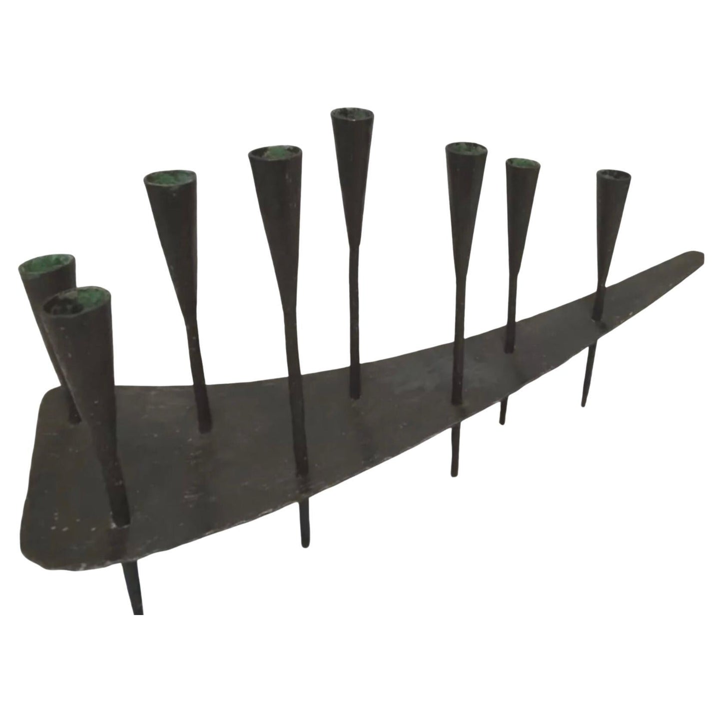 Frisman Vintage Massive 2Ft Mid Century Modern Iron Brutalist Noguchi Insp Sculptural Candelabra