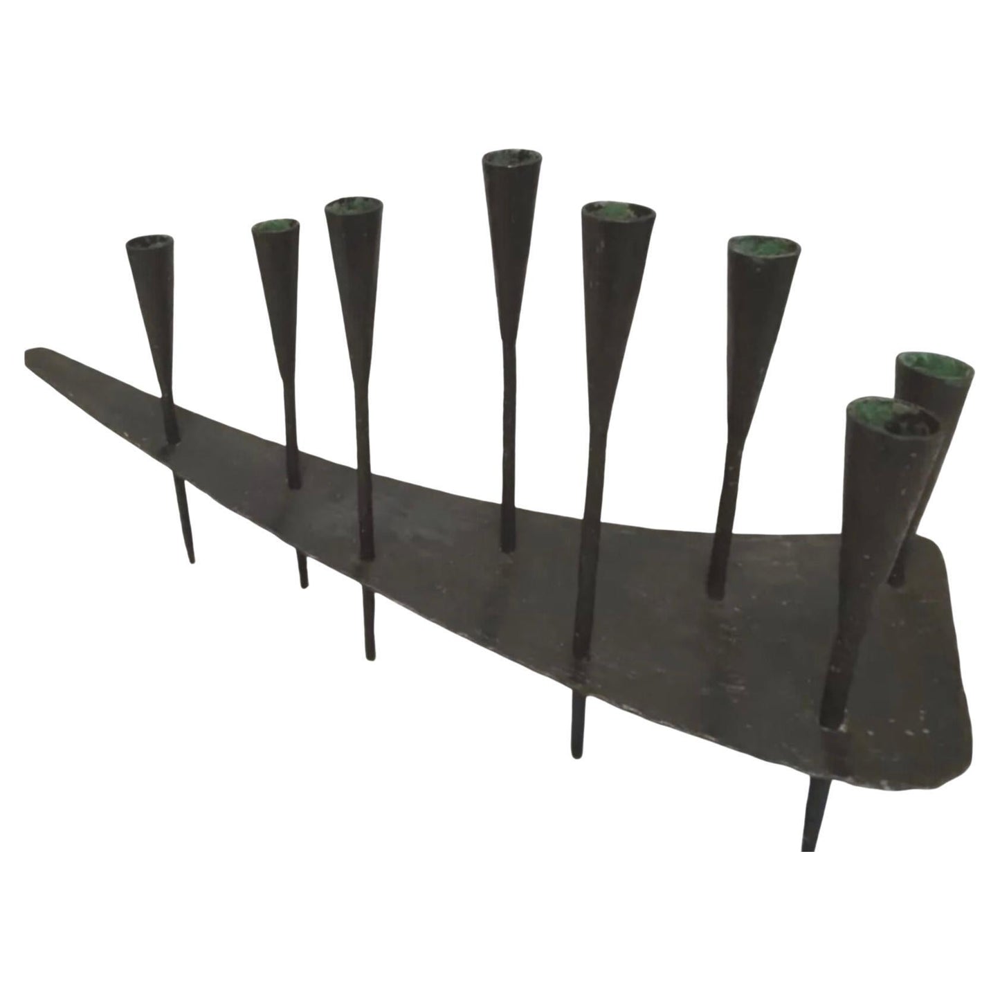 Frisman Vintage Massive 2Ft Mid Century Modern Iron Brutalist Noguchi Insp Sculptural Candelabra