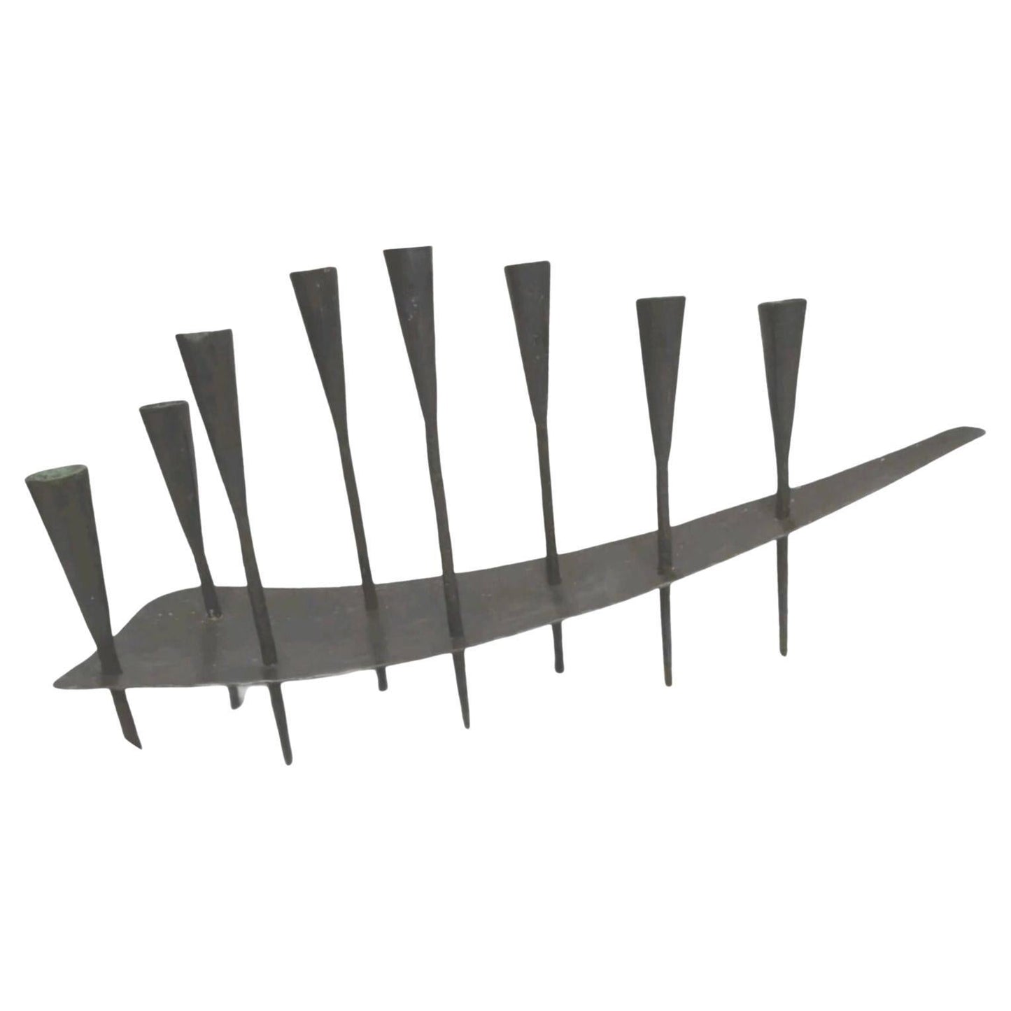 Frisman Vintage Massive 2Ft Mid Century Modern Iron Brutalist Noguchi Insp Sculptural Candelabra