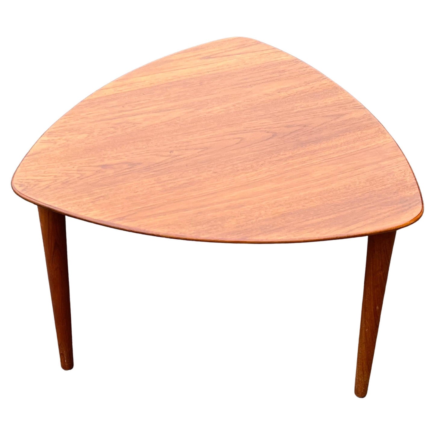 Frisman Vintage Scandinavian Sculptural Solid Teak Triangular Side Table by Gustav Bahus