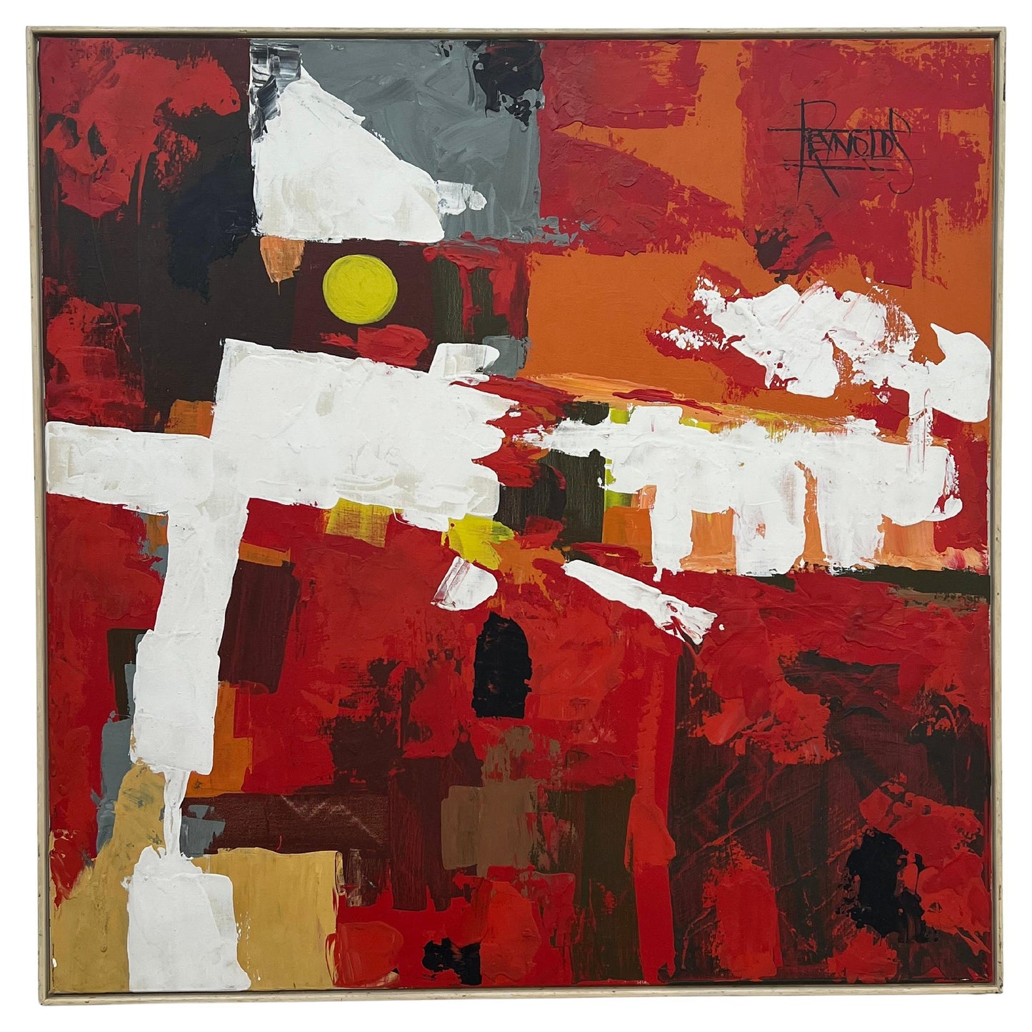 Frisman Vintage A Colorful Abstract Oil on Canvas by Lee Reynolds For Vanguard Studios