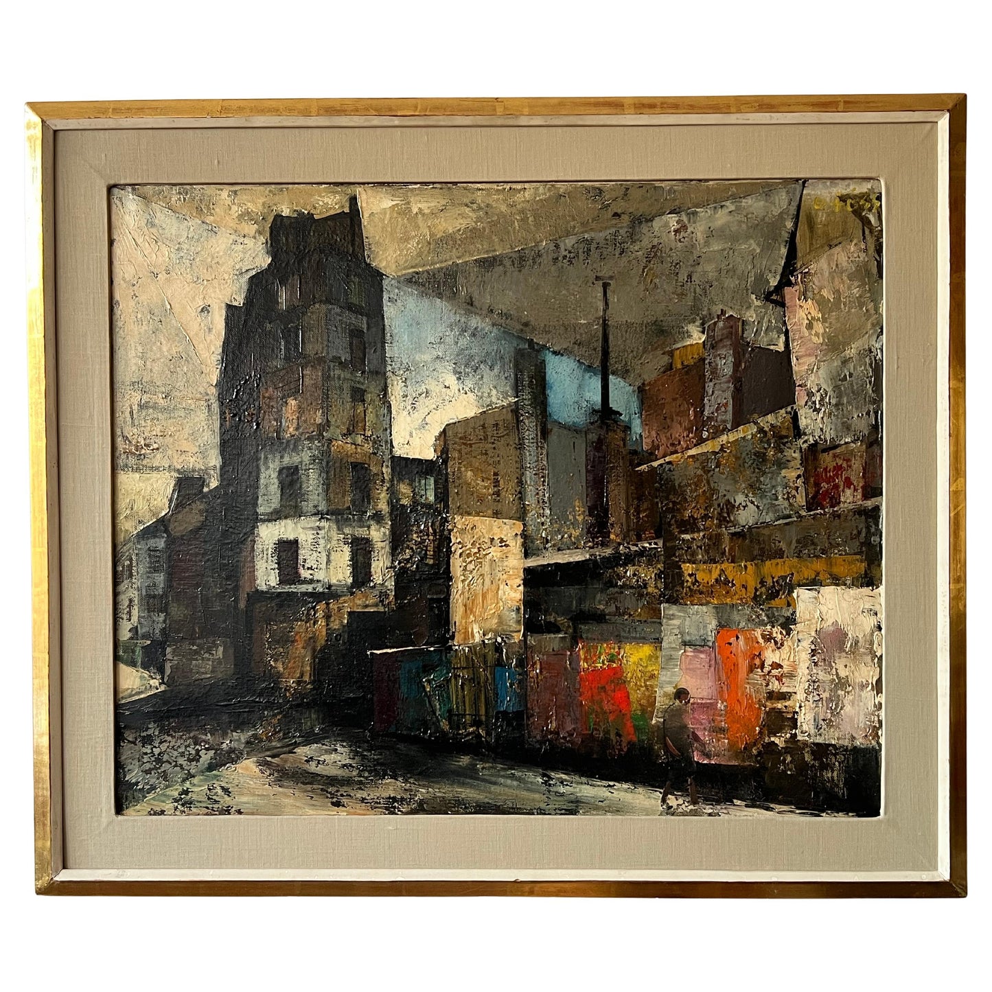 Frisman Vintage Painting By Olivier Foss Parisian Scene Ca' 1940's
