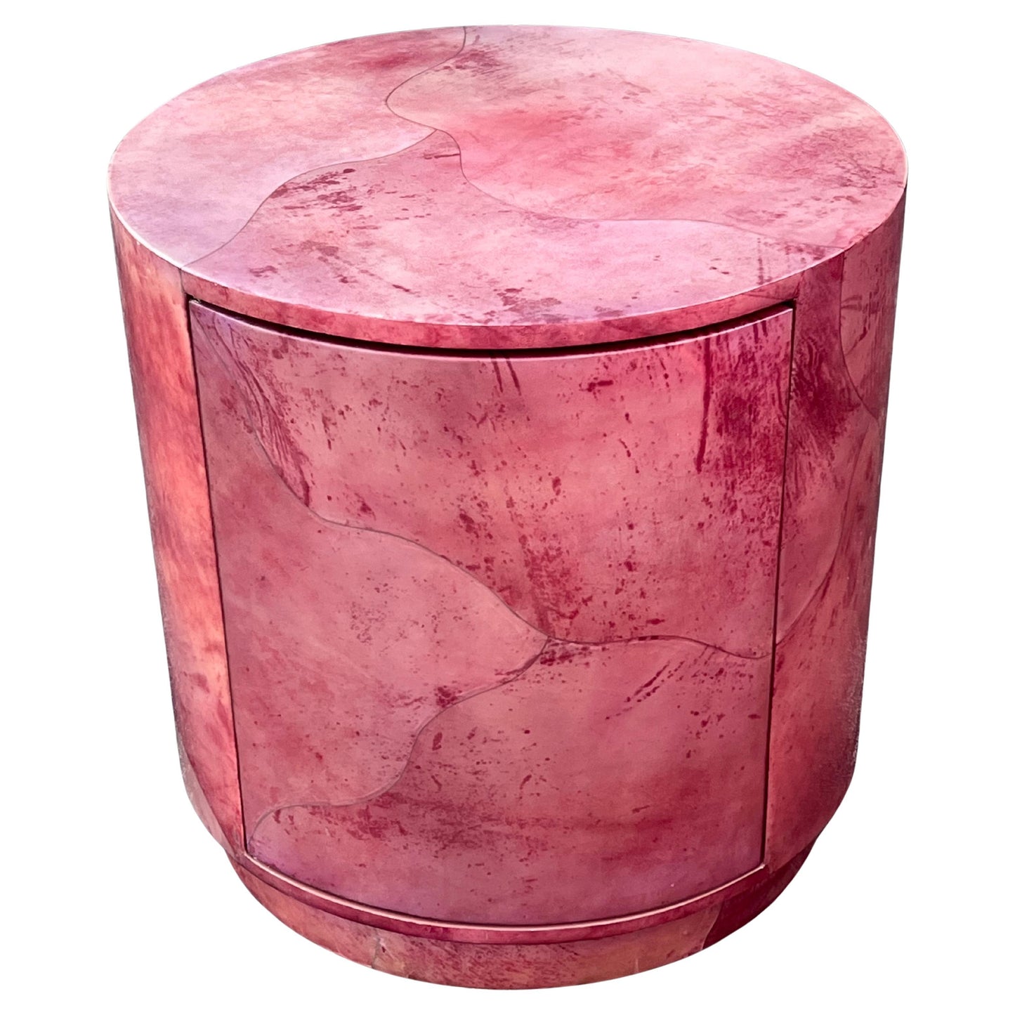 Frisman Vintage A Vintage Drum Table By Enrique Garcia Signed Ca' 1980's Goatskin